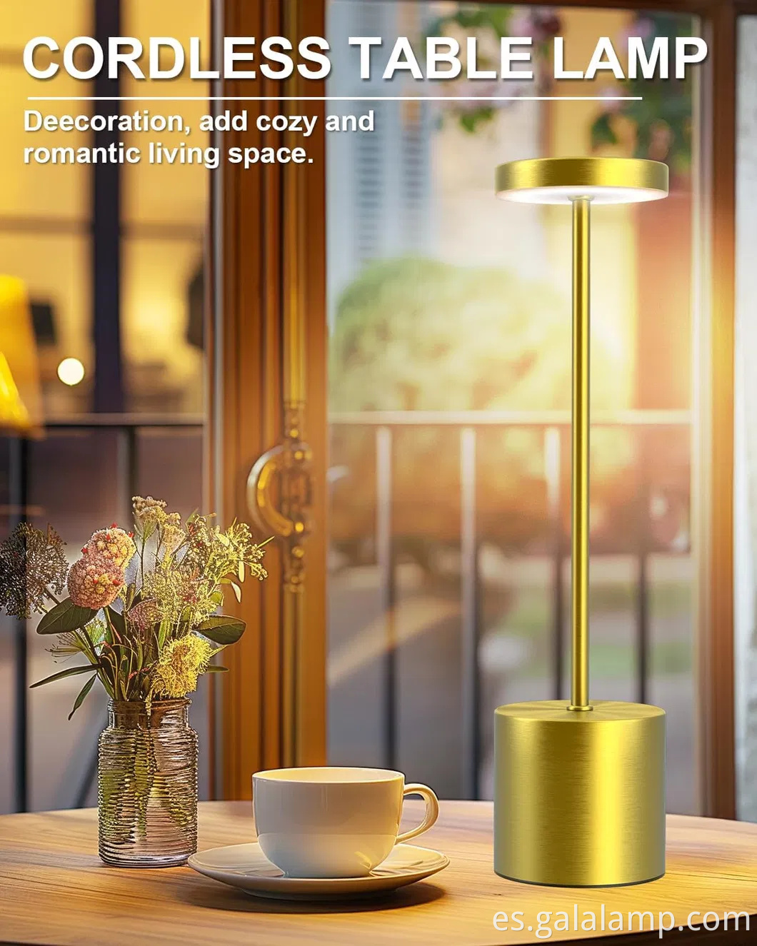 Lámpara de mesa LED con batería recargable - Luz de 3 colores Dimmable